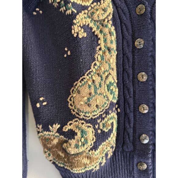 Vtg Herman Geist Embroidered Sweater Cardigan Cotton Linen Granny Cottage Medium - Picture 7 of 15